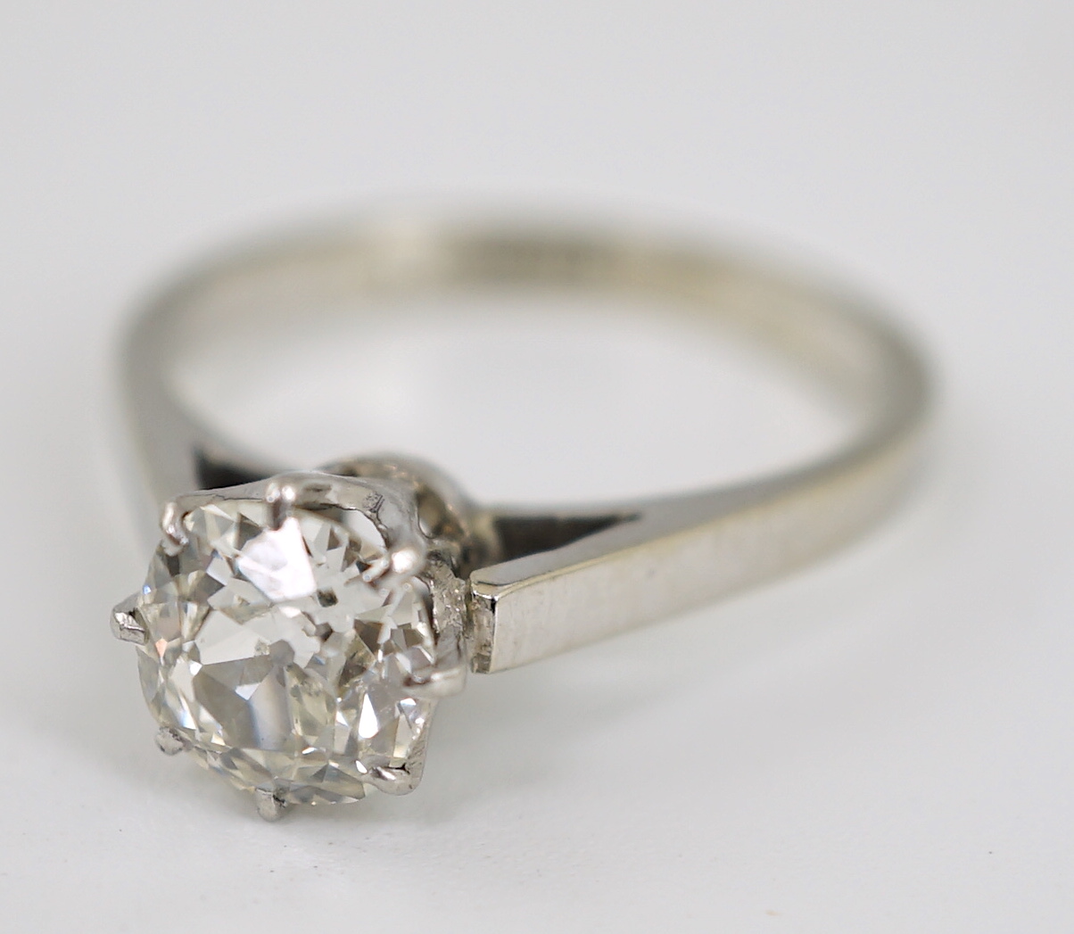 A 1970's 18ct white gold and solitaire diamond set ring